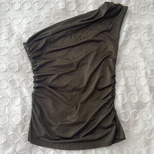 Asymmetrical Cami Top, Small, Olive Green